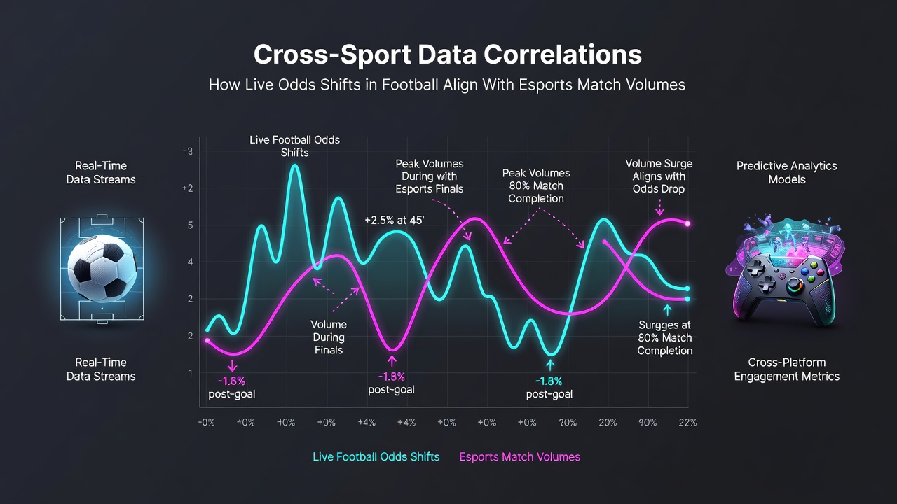 Chart showing alignment between football odds changes, esports volumes, and tennis betting patterns