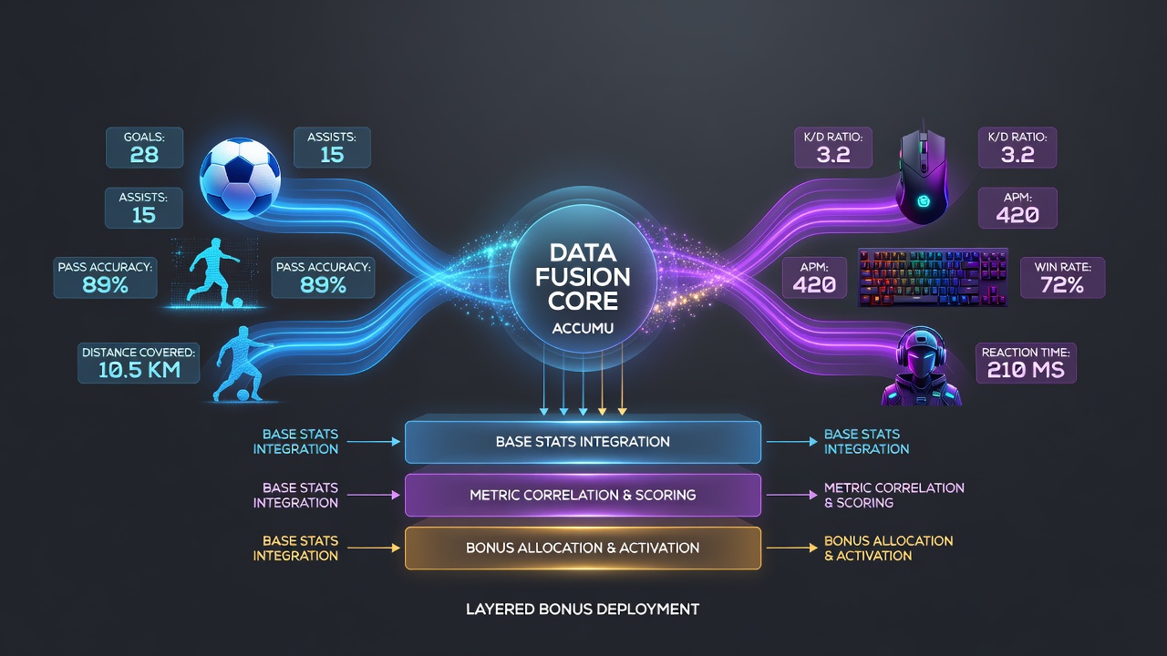 Diagram illustrating accumulator build processes that integrate football and esports data sources