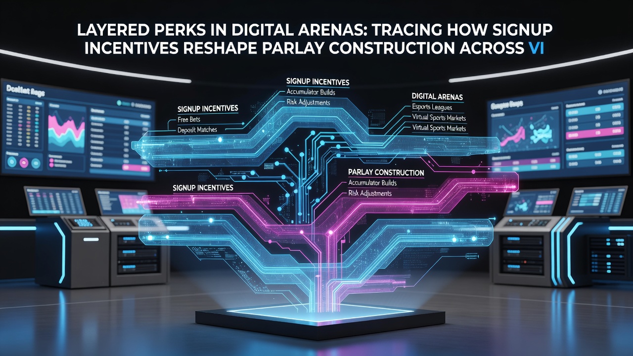 Esports arena overlayed with live sports betting options highlighting accumulator construction tools